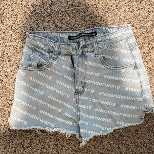 Alexander Wang Light Blue Logo Print Shorts